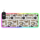 Coffee Wireless Charging Mouse Pad for Mobile Phone Extra Large Gaming Mousepad with 13 Lighting Modes Mouse Mat for Gaming MacBook PC Laptop Desk Office Home